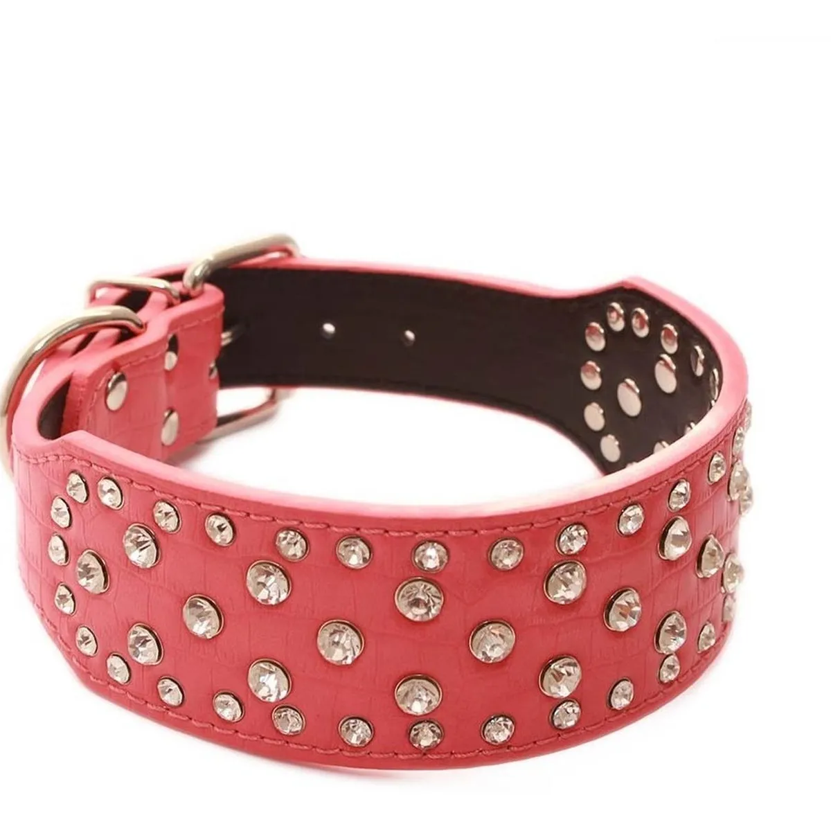 MASCAN - Collar Perro Con Diamantes Eco Cuero 2Xl Rosado Mascan