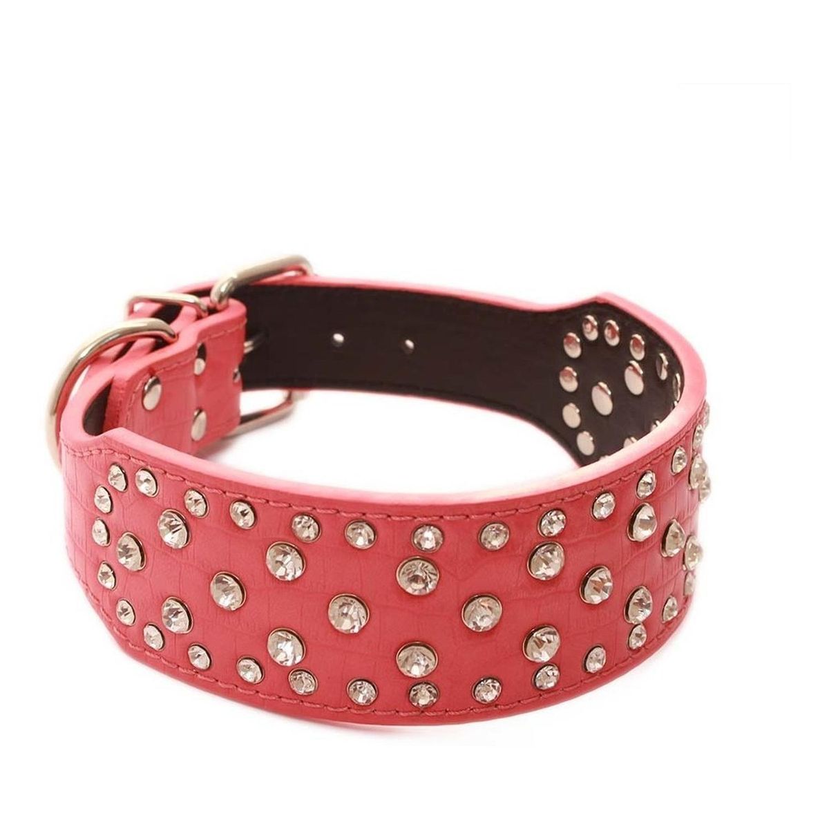 MASCAN - Collar Perro Con Diamantes Eco Cuero 2Xl Rosado Mascan