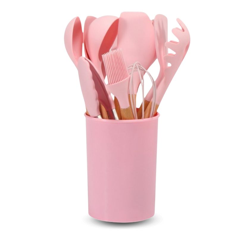 SANTU HOME & DECO - Set 11 Utensilios De Cocina Antiadherentes De Silicona Rosado