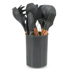 SANTU HOME & DECO - Set 11 Utensilios De Cocina Antiadherentes De Silicona Negro