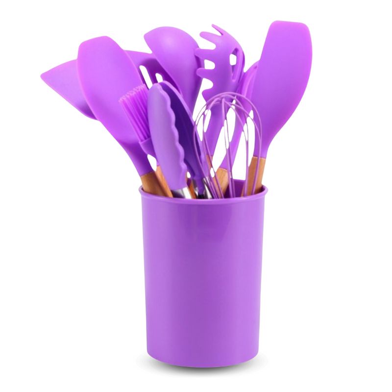 SANTU HOME & DECO - Set 11 Utensilios De Cocina Antiadherentes De Silicona Morado