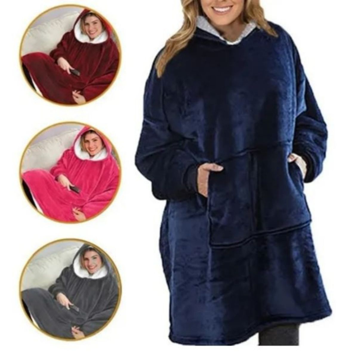 GENERICO - Manta Con Capucha Suéter Invierno Poleron Sherpa