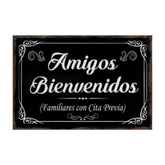 GENERICO - AFICHE AMIGOS BIENVENIDOS FAMILIARES CON CITA PREVIA (NEGRO)