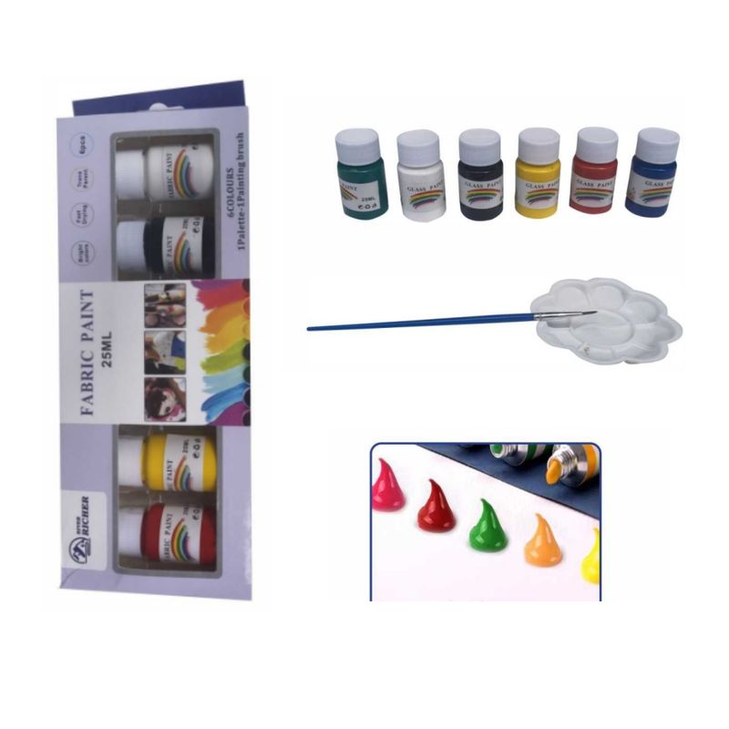 GENERICO - Pintura de Tela Fabric Colour Set 6 Colores 25ml