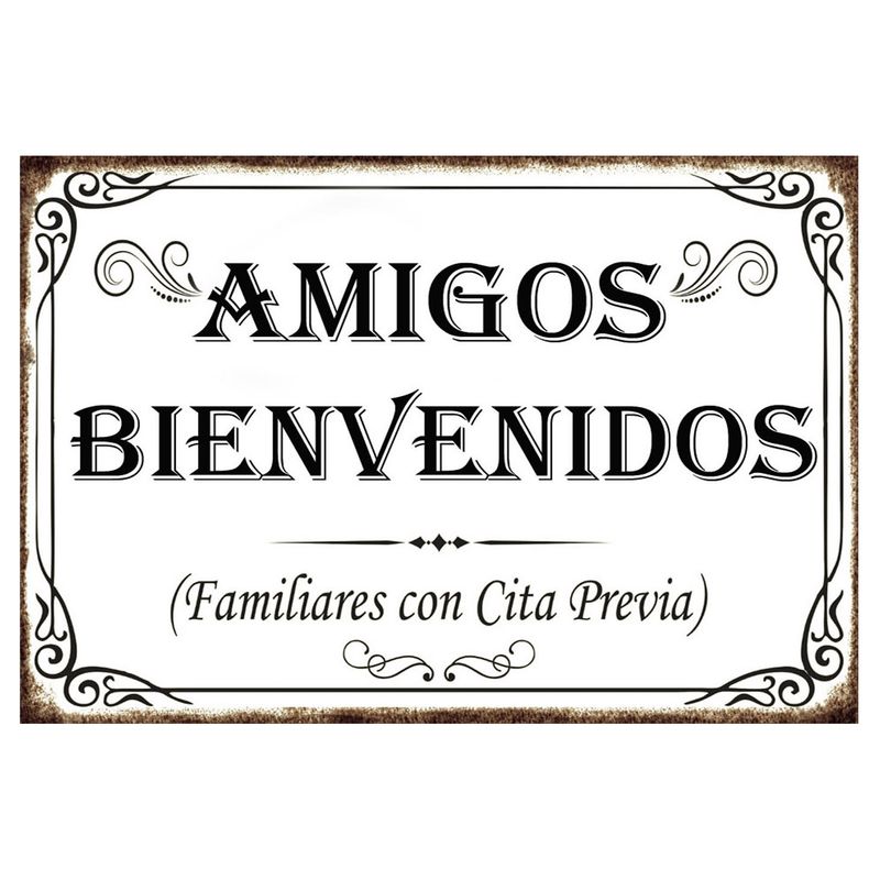 GENERICO - CARTEL AMIGOS BIENVENIDOS FAMILIARES CON CITA PREVIA BLANCO