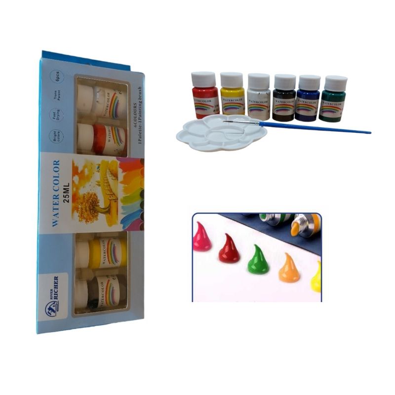 GENERICO - Acuarela Water Colour Set 6 Colores 25ml