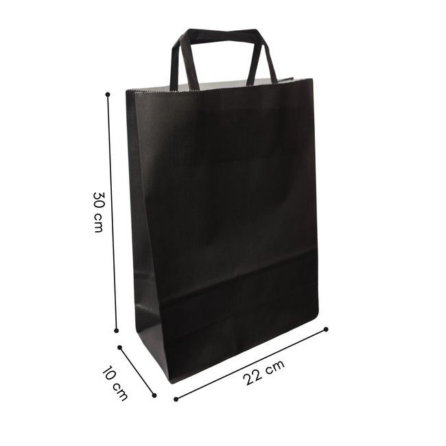 GENERICO - Bolsas de Papel Negras 22x10x30 por 20 unidades