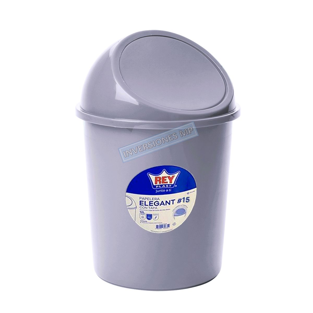 REYPLAST - Basurero Con Tapa De Cierre Automático 7 Litros Reyplast