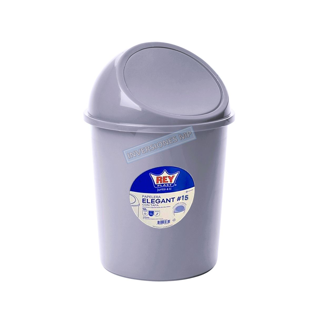 REYPLAST - Basurero Con Tapa De Cierre Automático 7 Litros Reyplast