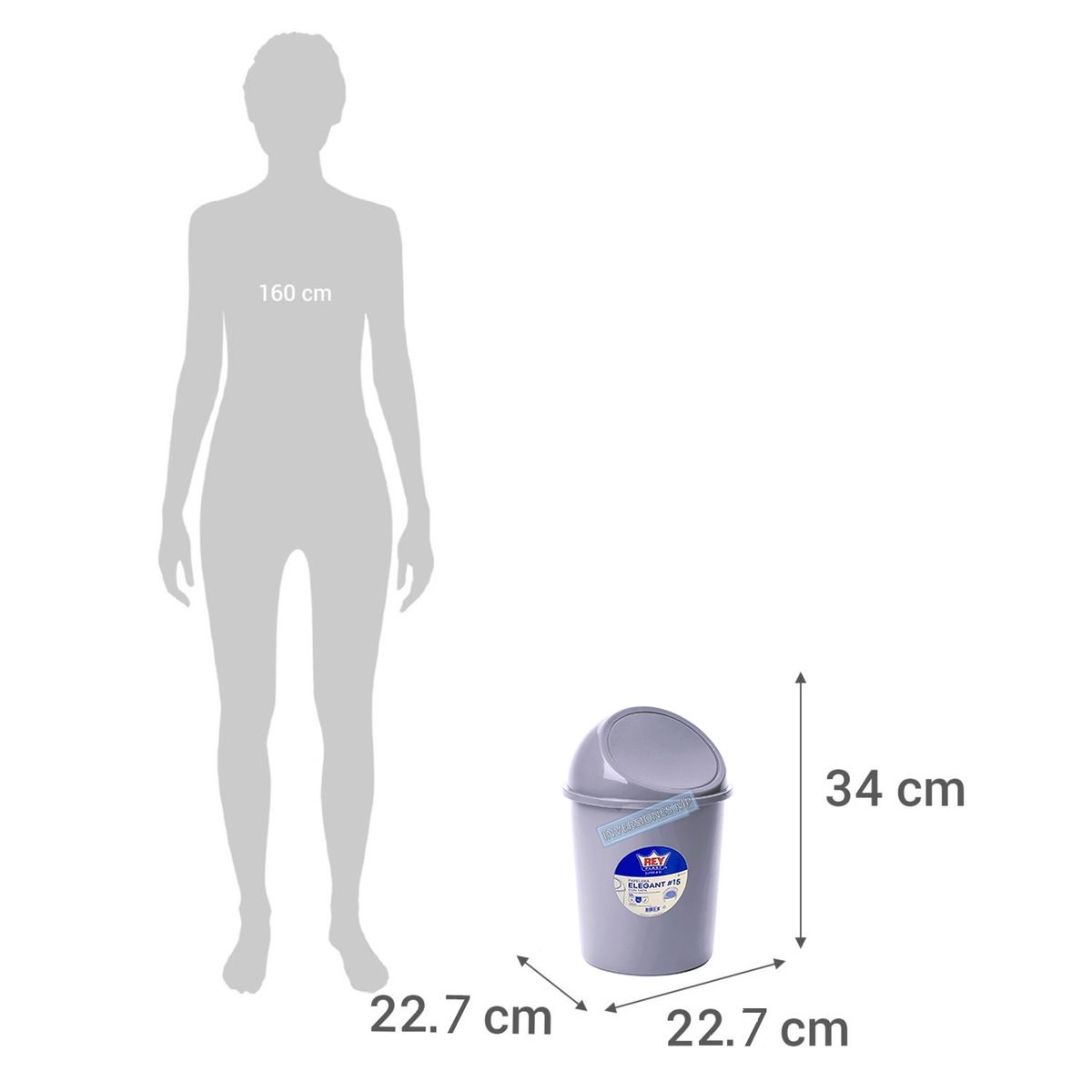 REYPLAST - Basurero Con Tapa De Cierre Automático 7 Litros Reyplast