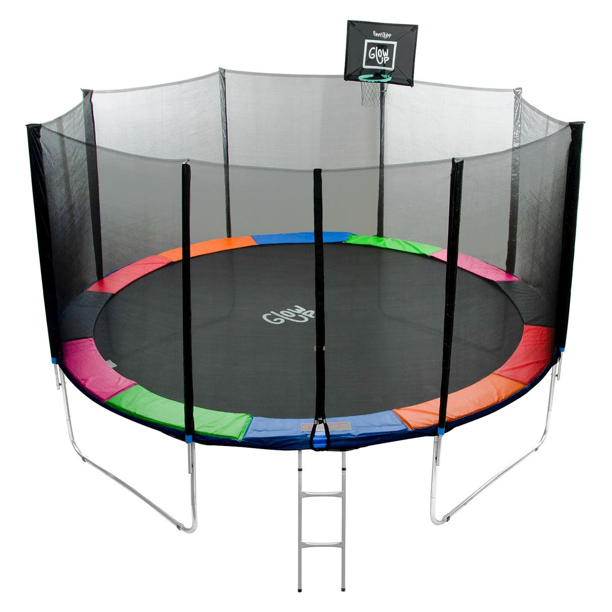 GLOWUP - Pack de cama elástica Glowup 14 ft + Set de Basketball