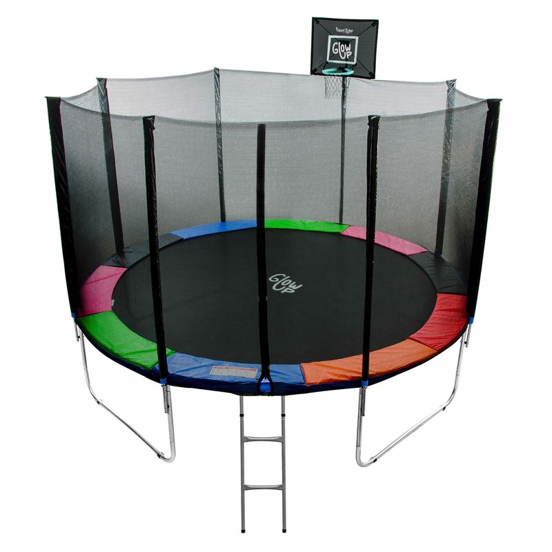 GLOWUP - Pack de cama elástica Glowup 12 ft + Set de Basketball