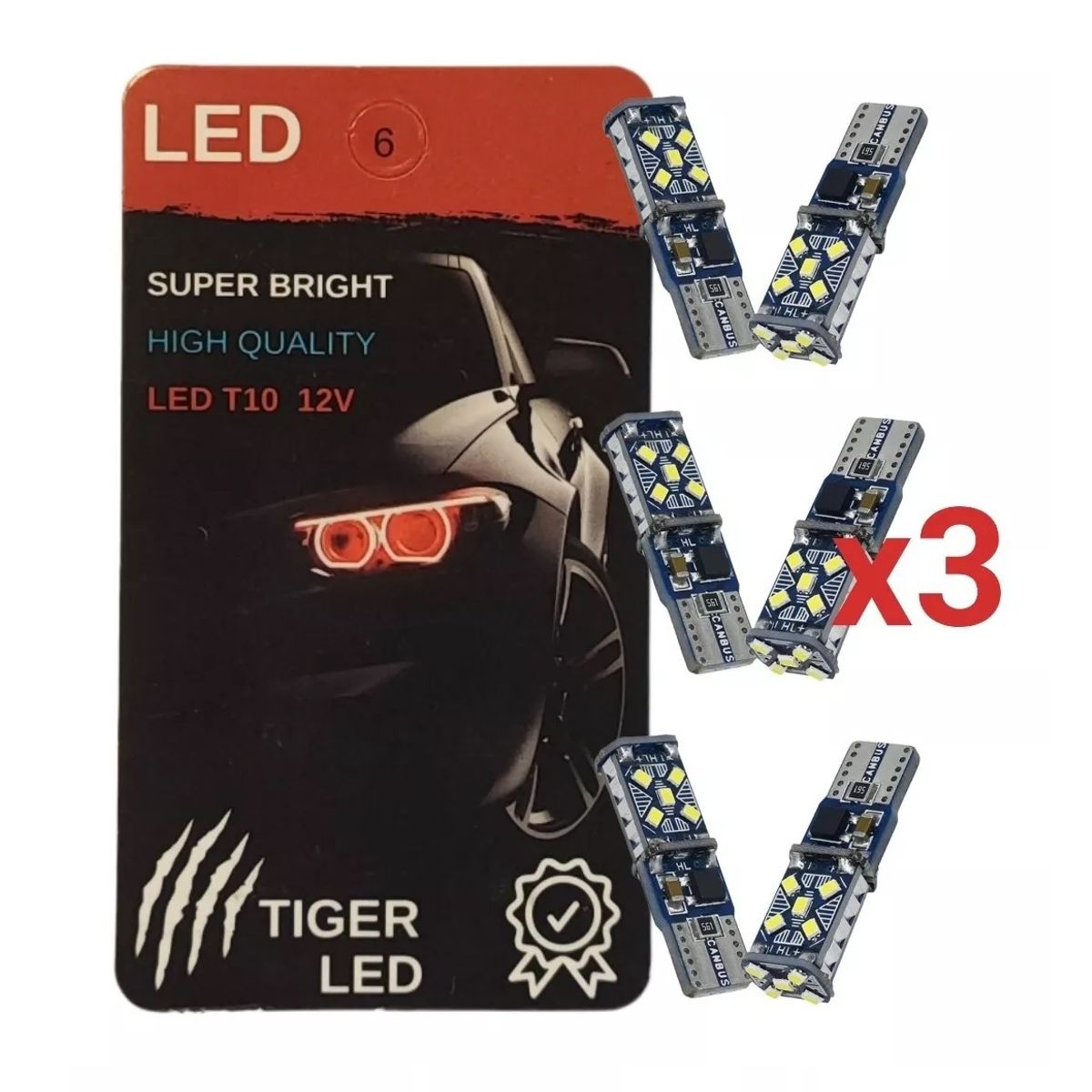GENERICO - Kit 6 Ampolletas Luces Led T10 Cola De Pescado 5w Canbus