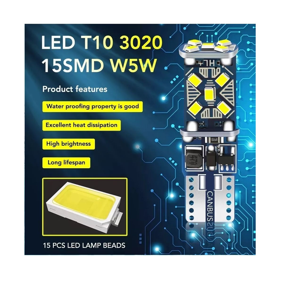 GENERICO - Kit 6 Ampolletas Luces Led T10 Cola De Pescado 5w Canbus