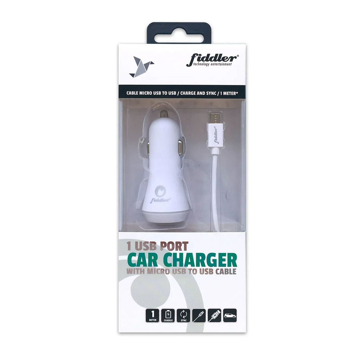 FIDDLER - Cargador De Auto 2 Puerto USB + Cable Micro USB FD-C0034