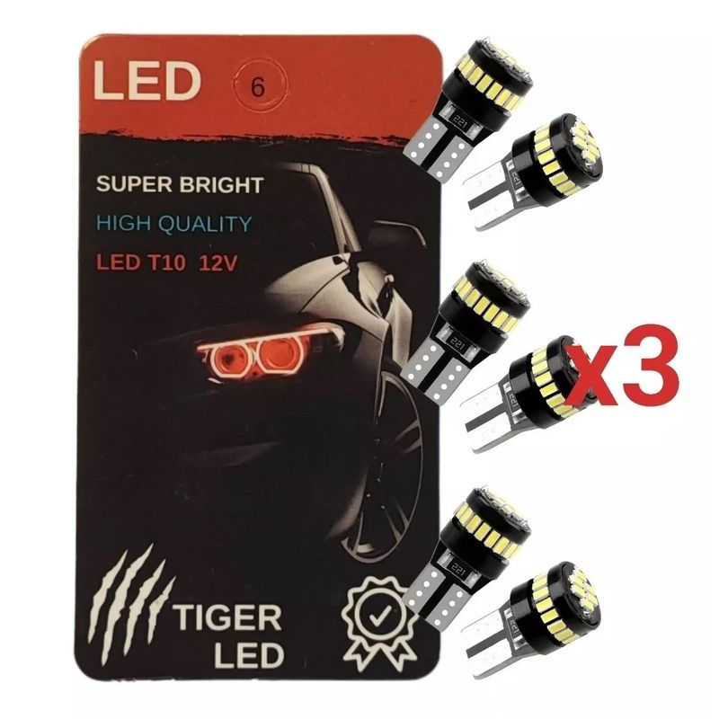 GENERICO - Kit 6 Ampolletas Luces Led T10 Cola De Pescado 5w Canbus