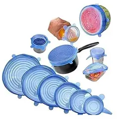 GENERICO - Set de Tapas de silicona expandible para alimentos azul
