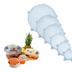 GENERICO - Set de Tapas de silicona expandible para alimentos Blanco