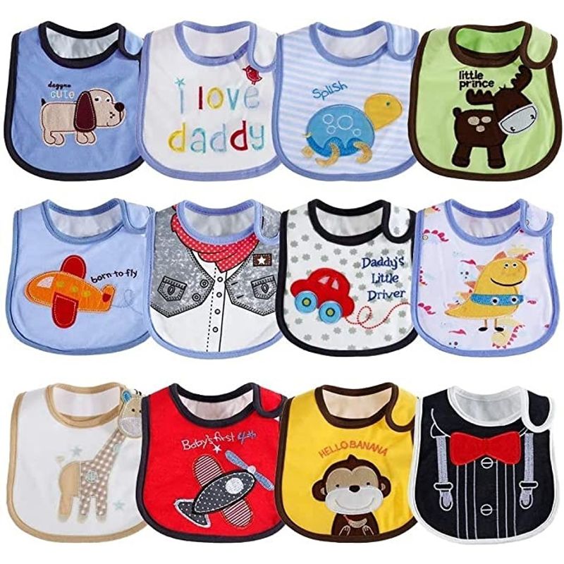 GENERICO - Pack 12 Baberos de Tela Diferentes Diseño Niños