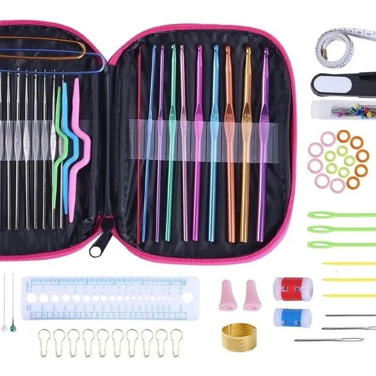 GENERICO - Set De Crochet De 100 Piezas Para Tejer Y Accesorios