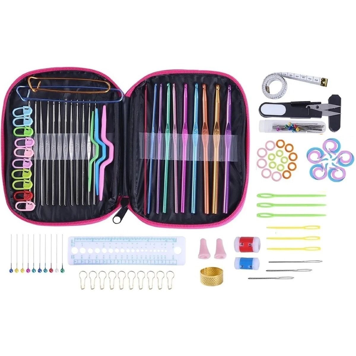 GENERICO - Set De Crochet De 100 Piezas Para Tejer Y Accesorios