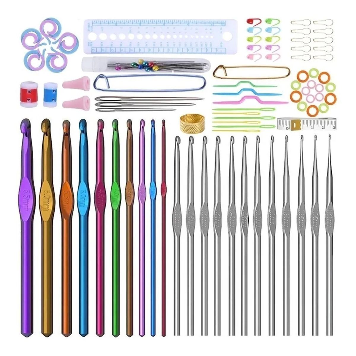 GENERICO - Set De Crochet De 100 Piezas Para Tejer Y Accesorios