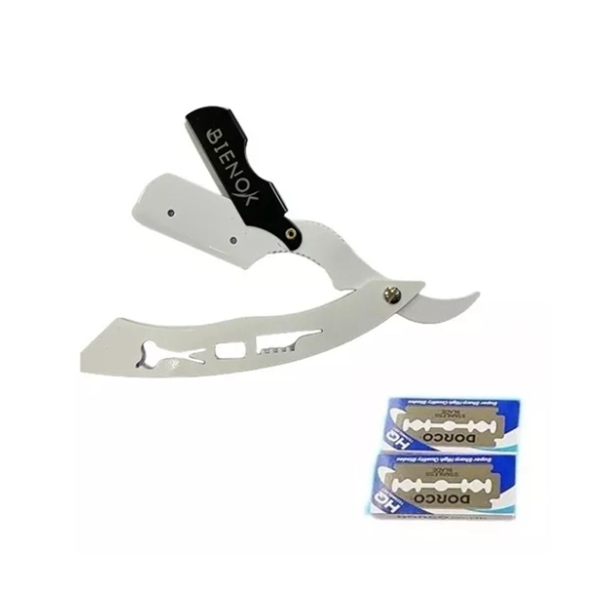 GENERICO - Kit Navaja Blanco Con 20 Repuestos, Barbero, Barberia