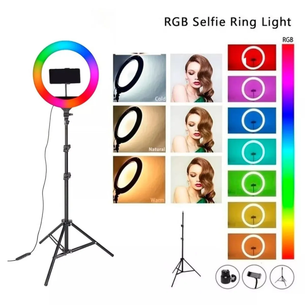 GENERICO - Aro Luz Anillo Led Rgb 10 Pulgadas Premium