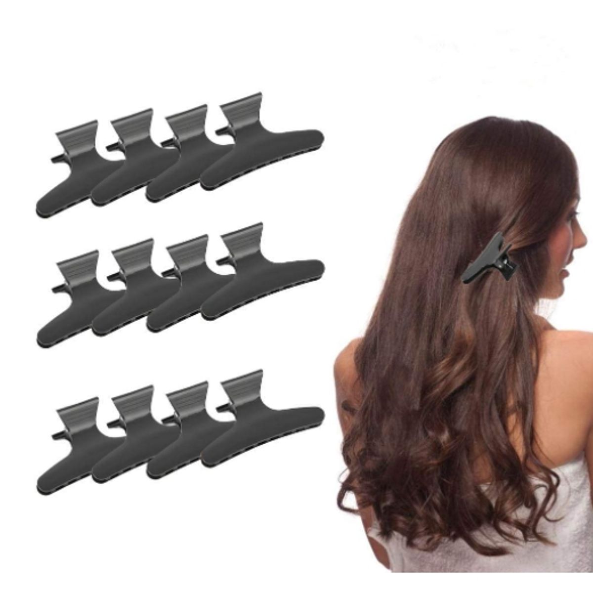 GENERICO - Set 12 Tomadores De Cabello Color Negro