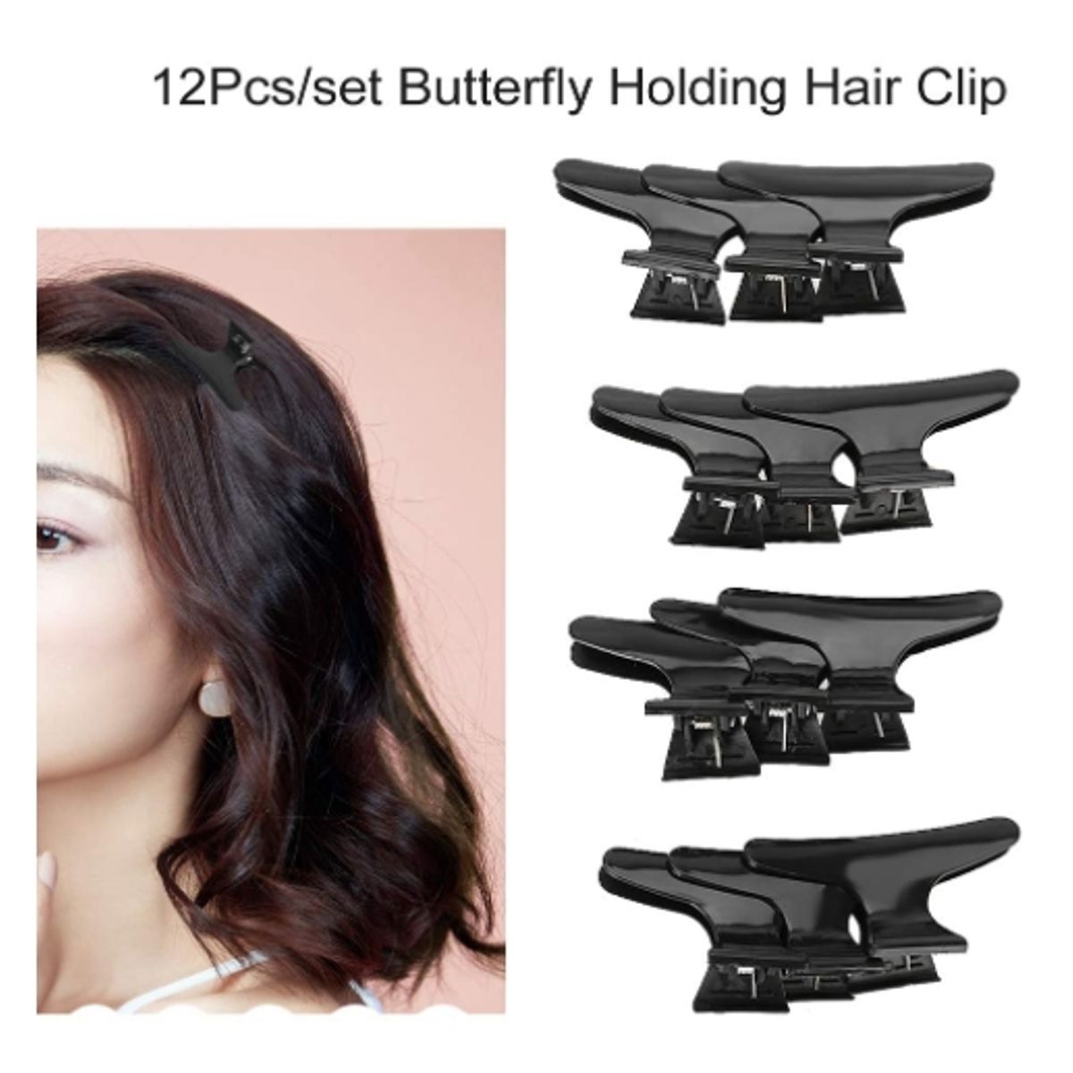 GENERICO - Set 12 Tomadores De Cabello Color Negro