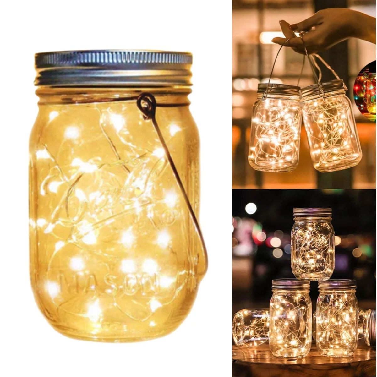 GENERICO - Frasco de Luces hada Solar en luz Cálida iluminación para exteriores