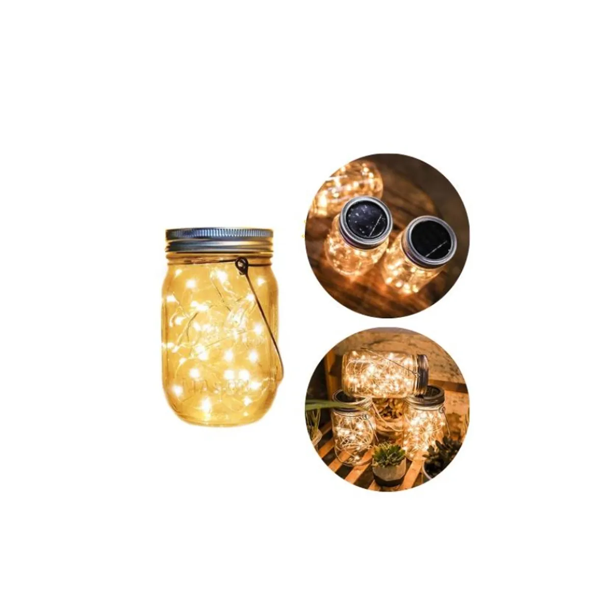 GENERICO - X3 Frasco de Luces hada Solar en luz Cálida iluminación para exterior