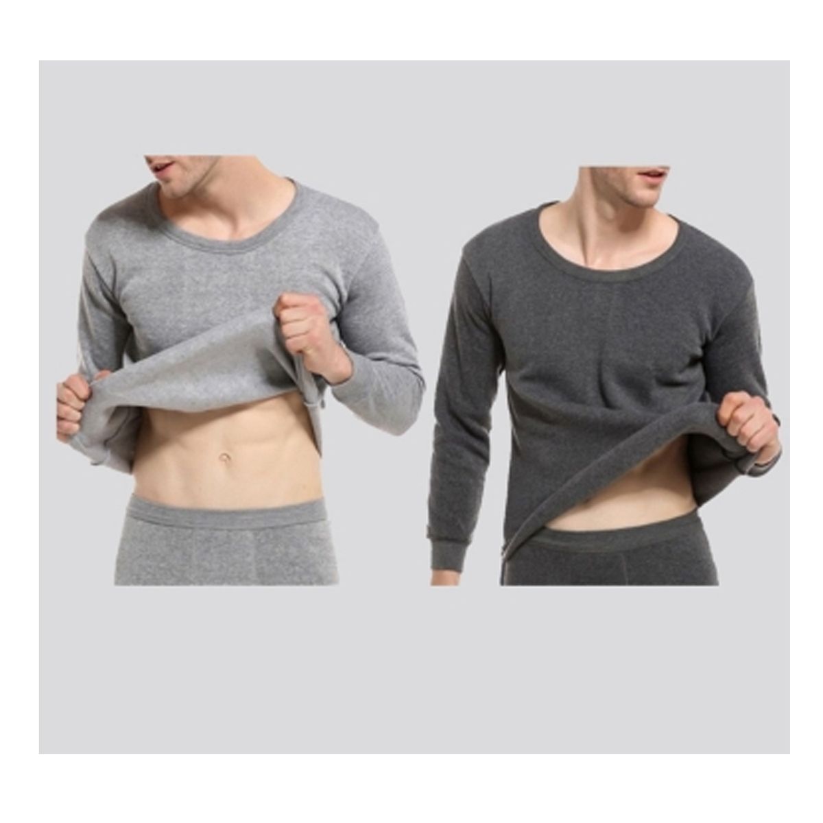 EVERSO - Pack 6 Camiseta Hombre Manga Larga Algodón Con Polar