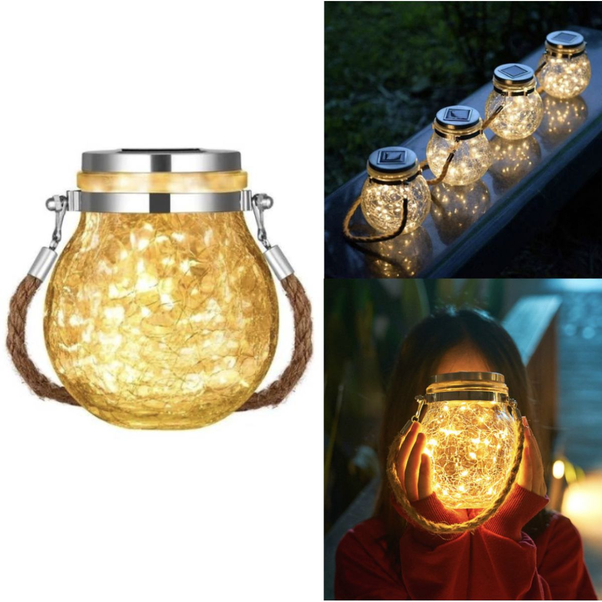 GENERICO - Esfera led solar en luz Cálida resistente al agua iluminación exterior