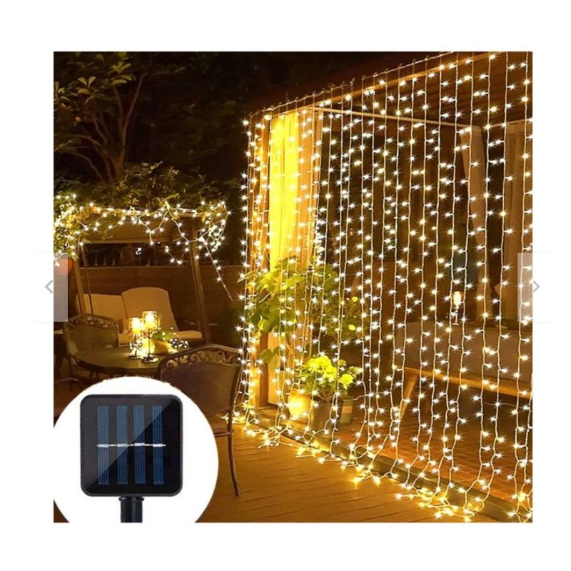 GENERICO - Cortina luz hada solar 3x2 en luz Cálida iluminación para exterior