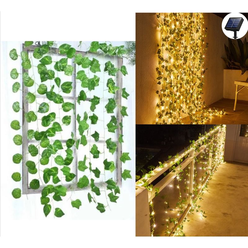 GENERICO - Cortina Enredadera de hoja solar 2X2 en luz Cálida resistente al Agua
