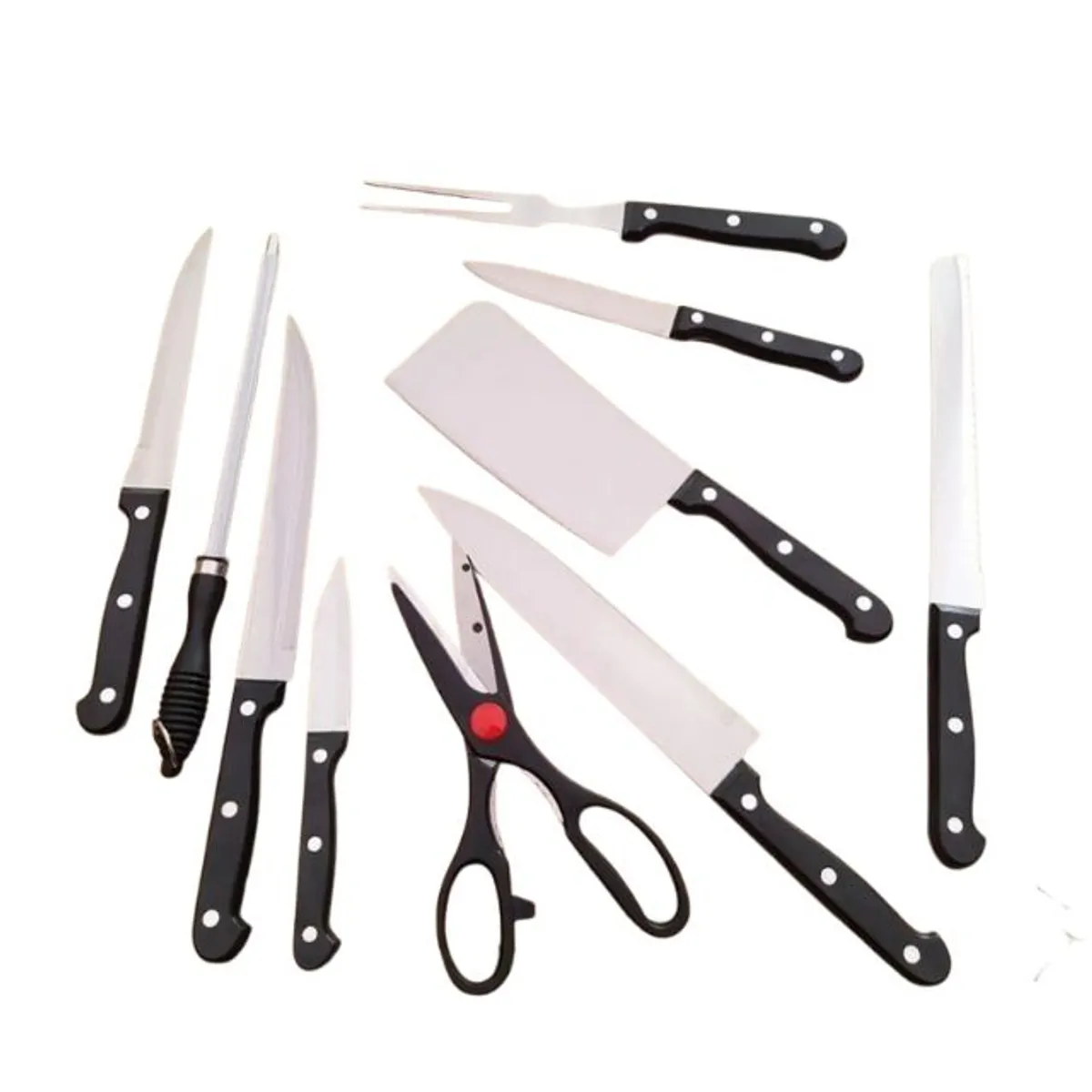 GENERICO - Tabla de Cuchillos Para Asados Pack 11 Piezas