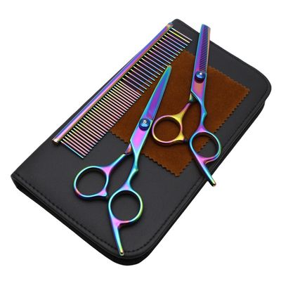 Imagen 2 del producto Kit Tijeras Corta Pelo Entresacadora Filo Navaja Estuche