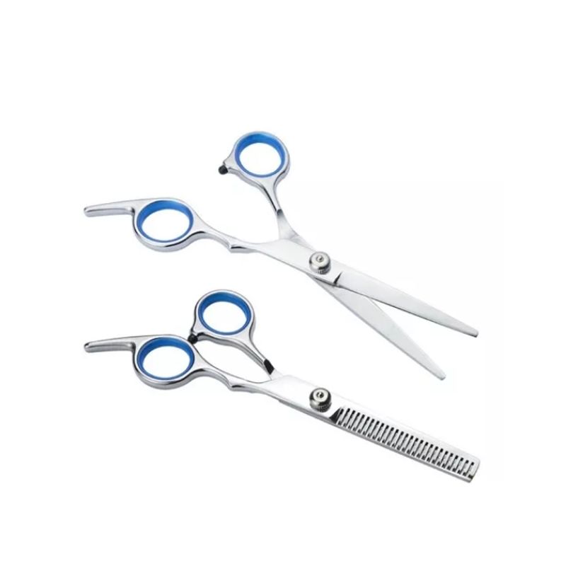 GENERICO - Set Tijera De Corte Filo Navaja  Esculpidora Profesional Azul