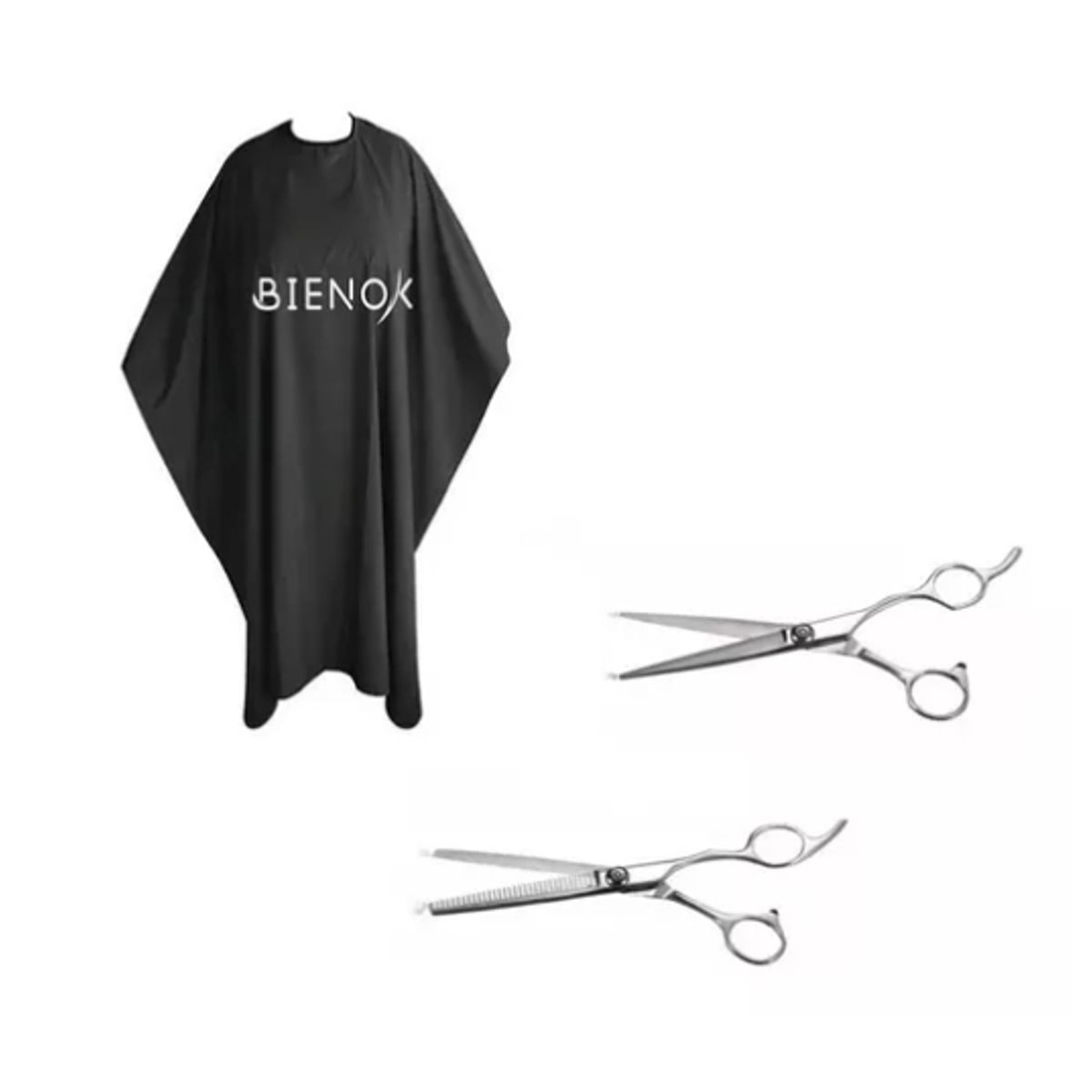 GENERICO - Set Tijeras De Corte Filo Navaja Y Esculpidora Y Capa Corte Negro