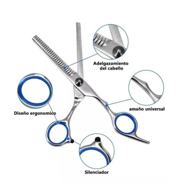 GENERICO - Tijera De Corte Pelo Profesional Entresacadora Azul