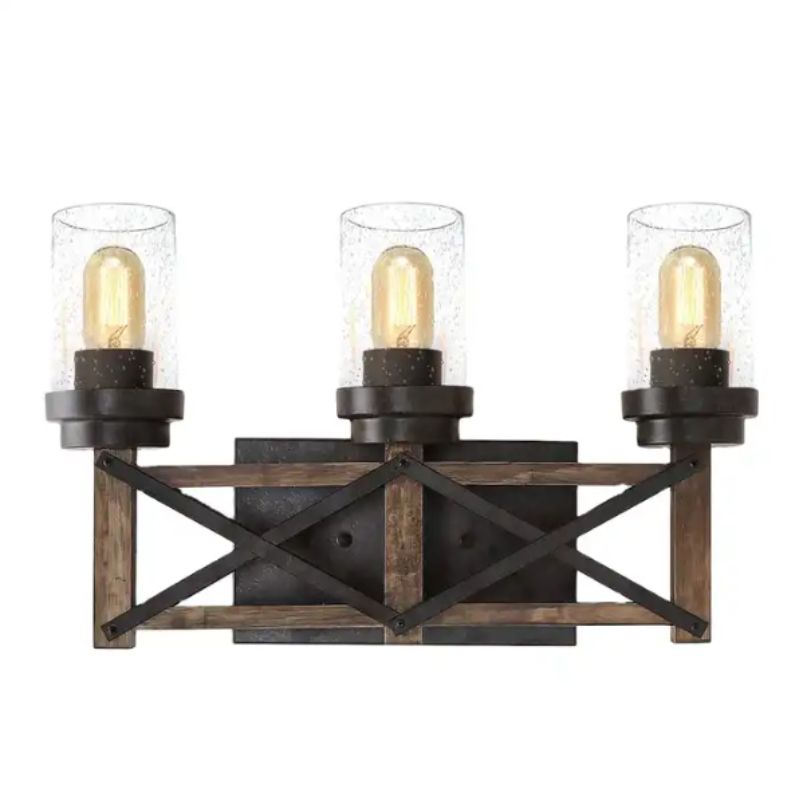 ELECTRICA STORE - LÁMPARA APLIQUE LED DE ESTILO RÚSTICO INDUSTRIAL CON 3 PANTALLAS E27