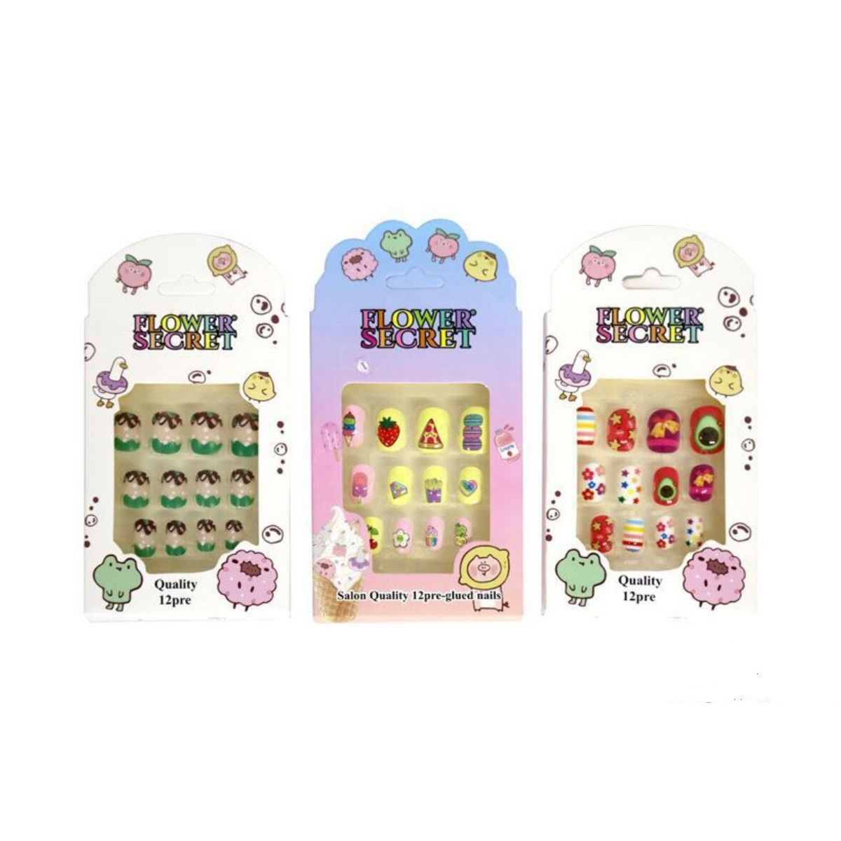 GENERICO - Pack 12 Uñas Postizas Para Niña Con Diseño