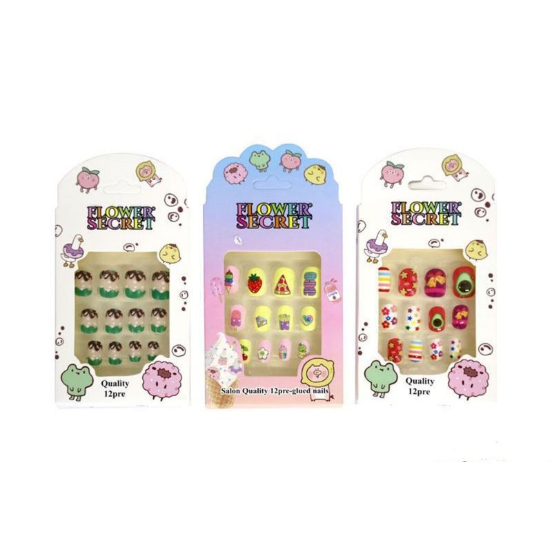 GENERICO - Pack 12 Uñas Postizas Para Niña Con Diseño