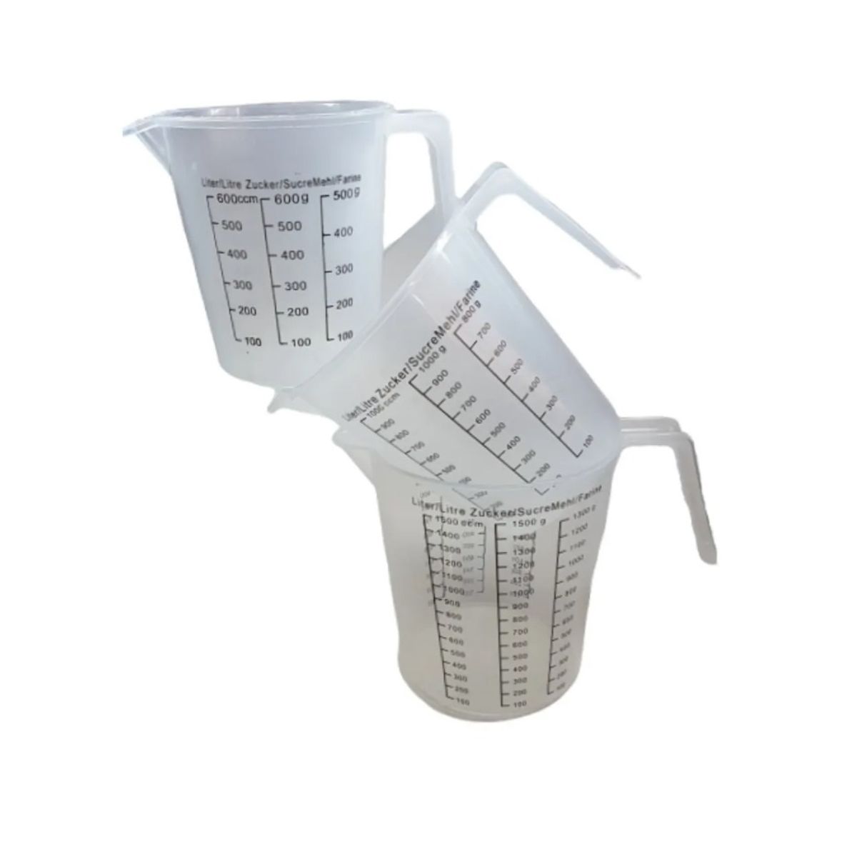 GENERICO - Set 3 Jarros Plasticos Medidas Repostería Cocina Tazas