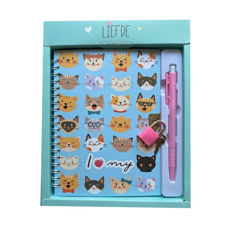 GENERICO - Diario de Vida Diseño Gatos - Celeste