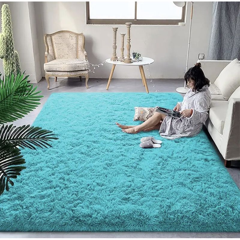 GENERICO - Alfombra Peludas Tipo Shaggy 240Cm X 200Cm Celeste