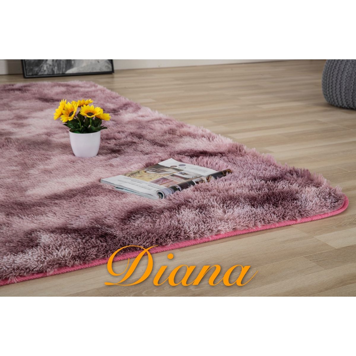 GENERICO - Alfombra Peludas Tipo Shaggy 240Cm X 200Cm Rosa Jaspeado
