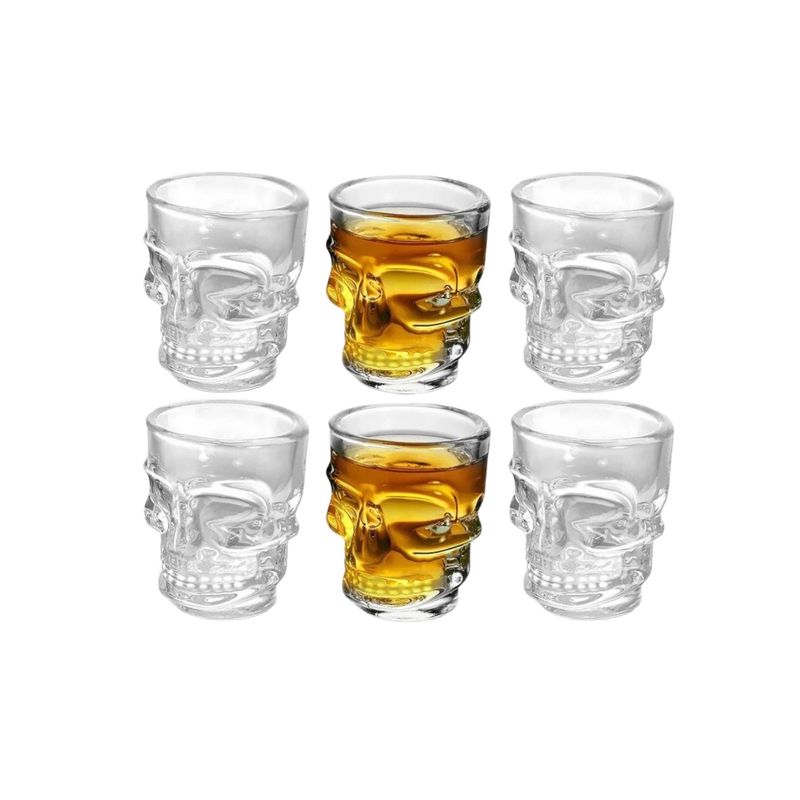 GARBO GLASSWARE - Shot Tequielro Calavera 2 Oz Set De 6 Unidads