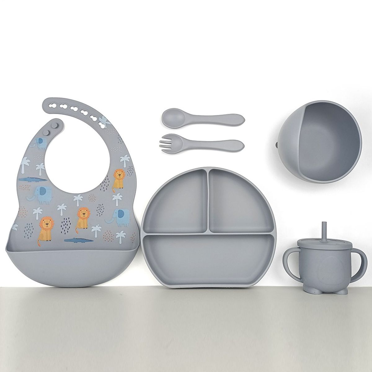 GENERICO - Set alimentación complementaria silicona clásico est Gris